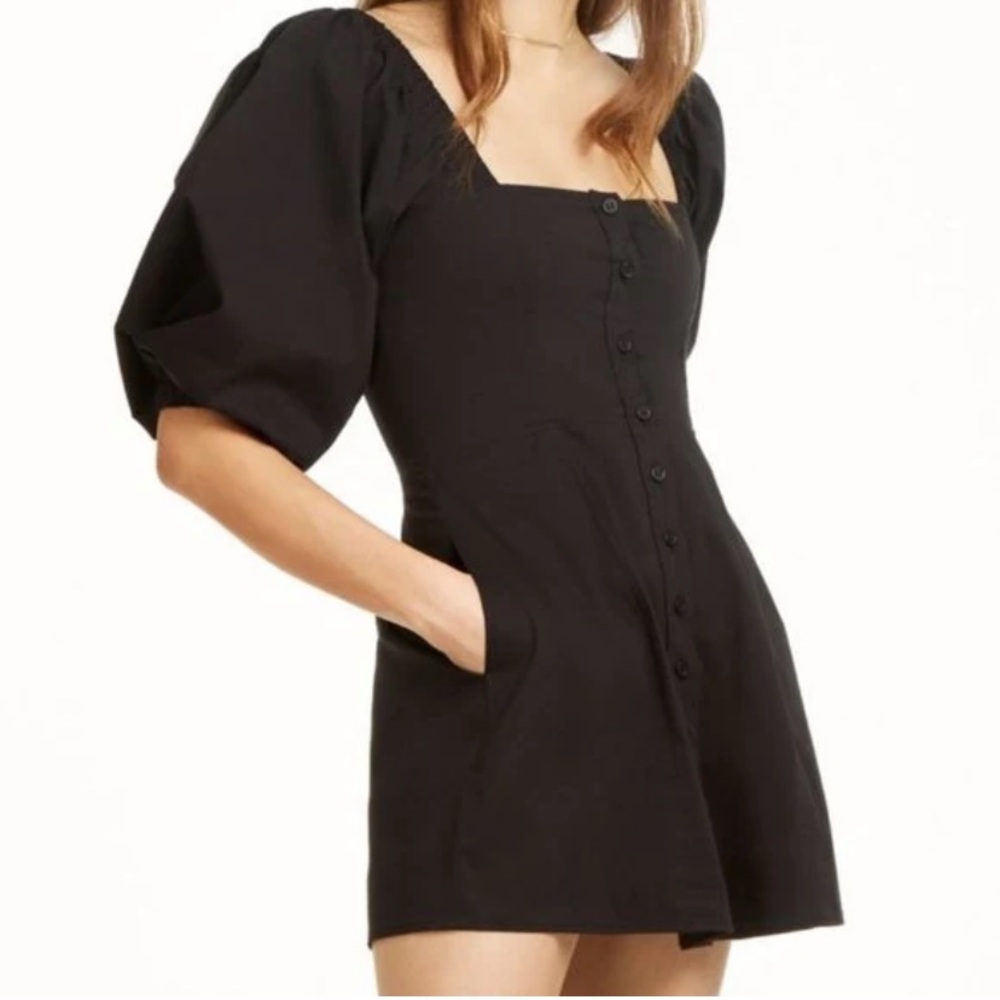 Danielle Bernstein Puff Sleeve Black Dress Sz:12 NWT